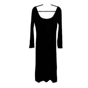 Old Navy Dress Womens Large Black Long Sleeve Scoop Neck Stretch Midi Witchy